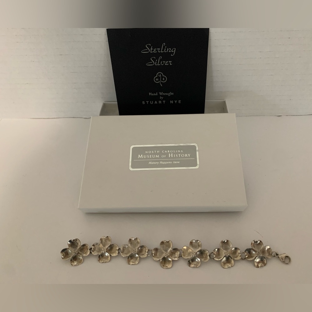 Stuart Nye Sterling Silver Dogwood Bracelet- Designer .925 Flowers